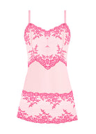 Wacoal's Embrace Lace Chemise in Ballet Pink with Chateau Rose Lace on a white background