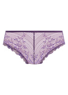 Purple lace underwear on a white background