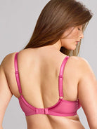 Woman wearing a Panache Coral and Pink Lace Full Cup, Supportive Bra available from Leia Lingerie 