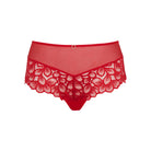 Red lace underwear on a white background