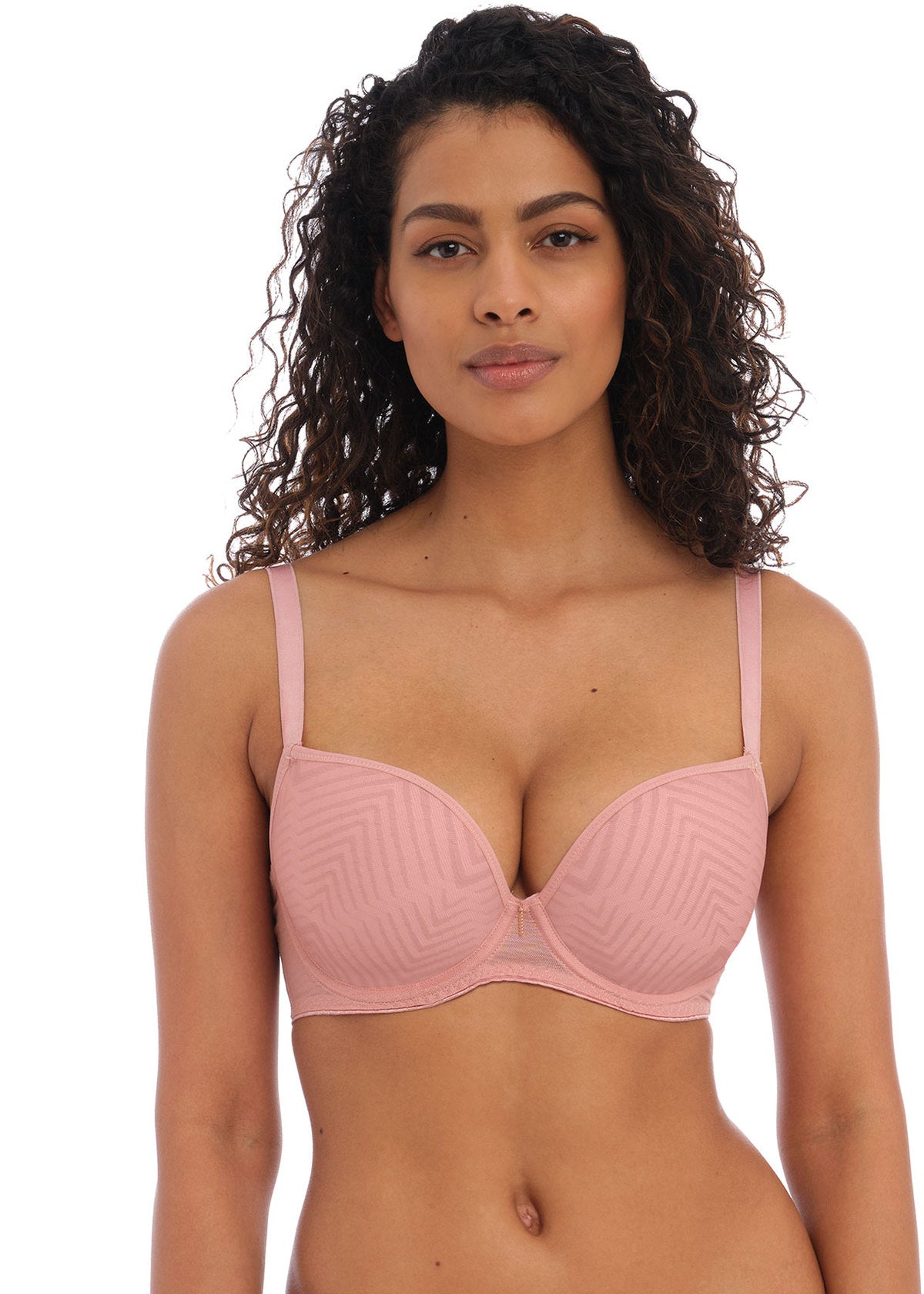 Tailored Underwired Moulded Plunge Bra - Ash Rose