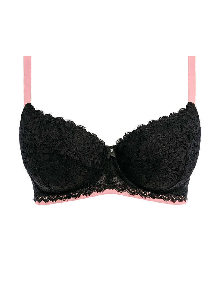 Offbeat Underwired Padded Half Cup Bra - Black – Leia Lingerie