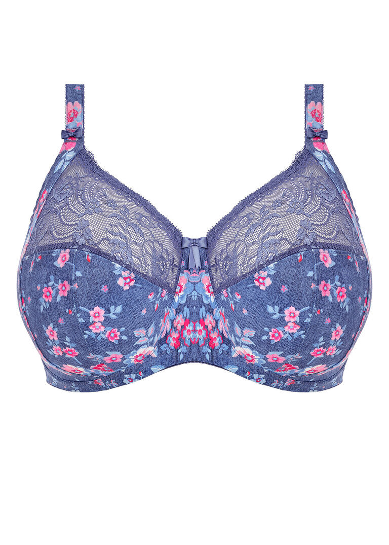 2027-4 Women's Marine Floral Non-padded Underwired Full Cup Bra 46c