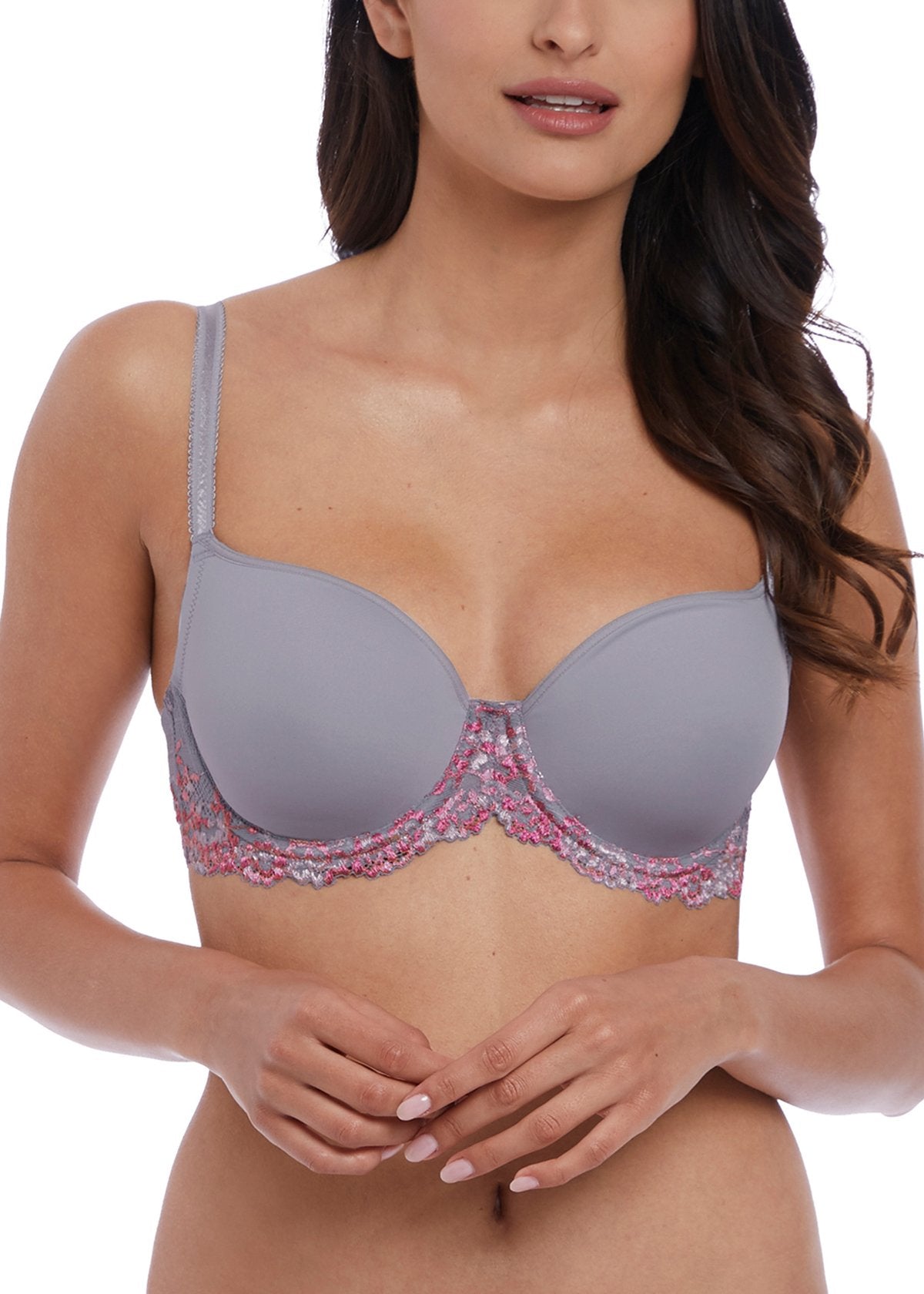 Wacoal embrace lace high apex t-shirt bra in lilac grey 853291